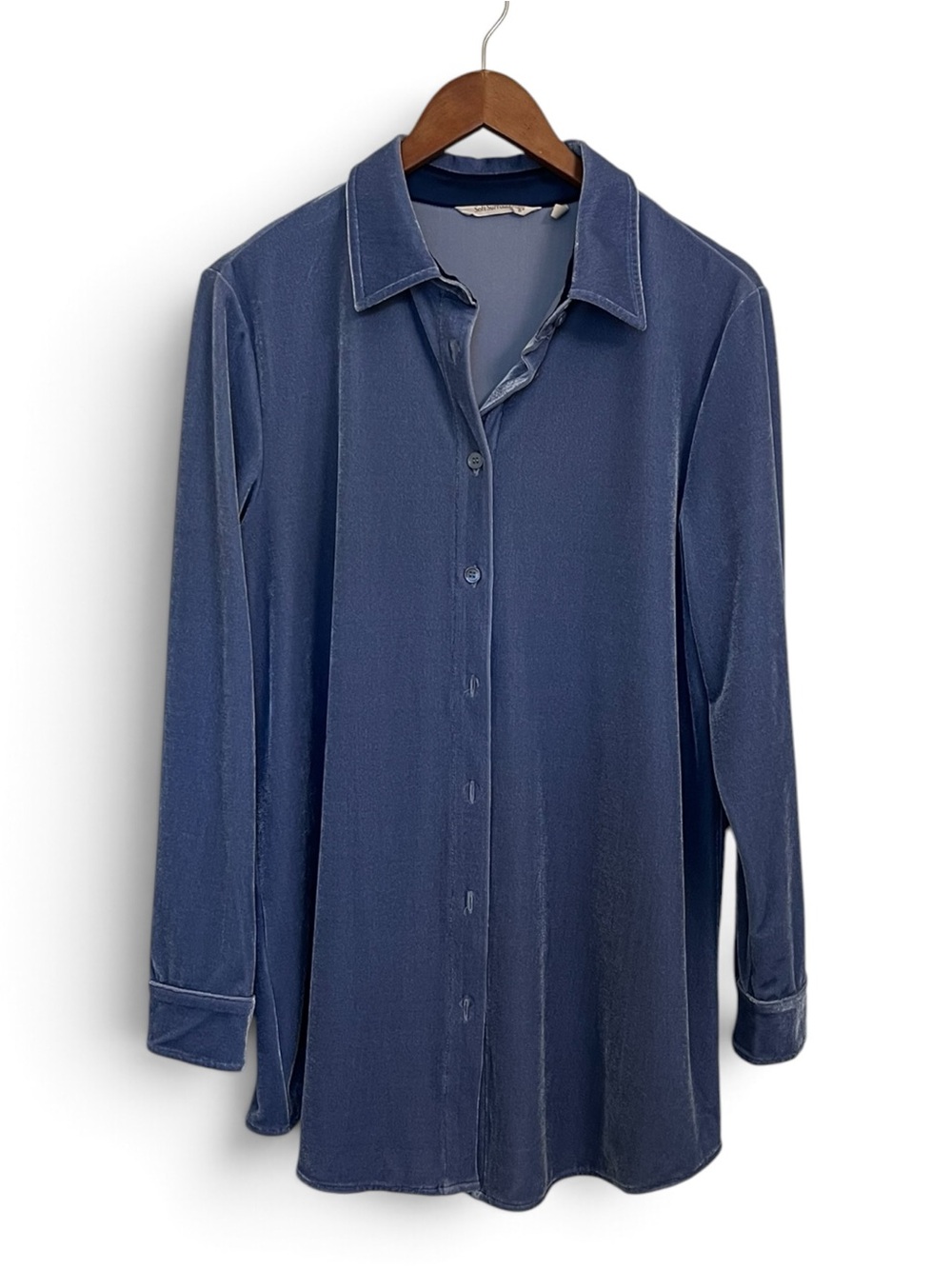 Beautiful Periwinkle Velvet Boyfriend Shirt